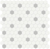 1" White w/ Loft Grey Matte Hex Mosaic | Diversity Kitchen Bath & Tile