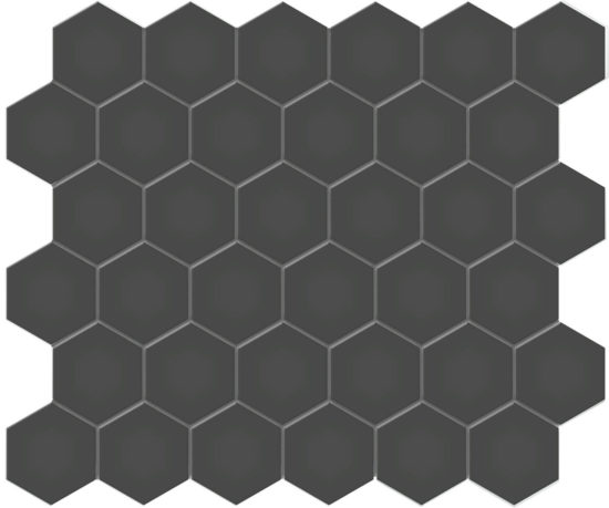 2" Retro Black Matte Unglazed Hex Mosaic | Diversity Kitchen Bath & Tile