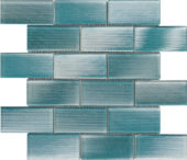 2"X4" Linear Aqua Glass Brick Pattern Mosaic | Diversity Kitchen Bath & Tile