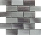 2"X4" Linear Light Grey Glass Brick Pattern Mosaic | Diversity Kitchen Bath & Tile