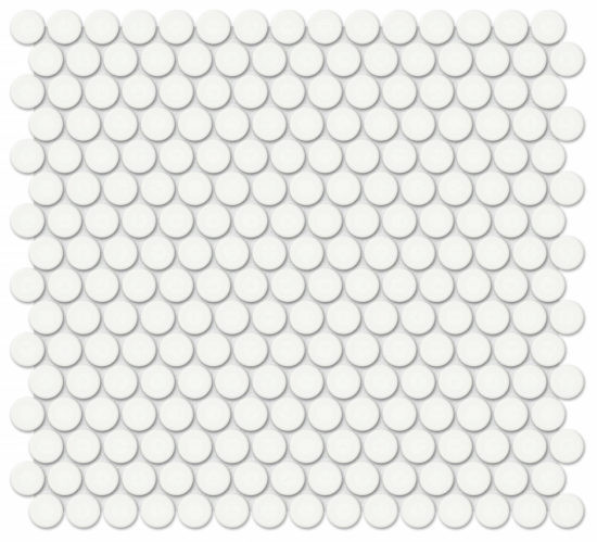 3/4" White Glossy Penny Round Mosaic | Diversity Kitchen Bath & Tile