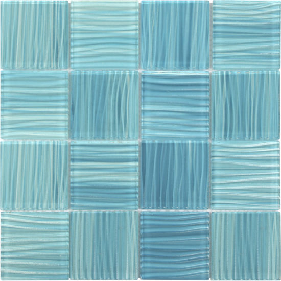 3"X3" Glass Pool Striped Aquamarine Mosaic