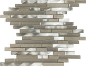 Beige Marble Glass Brushed Metal Baguette Interlocking Mosaic | Diversity Kitchen Bath & Tile