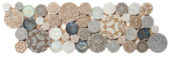 Beige Penny Round Décor / Glass Interlocking Border | Diversity Kitchen Bath & Tile