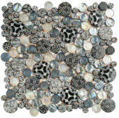 Black Penny Round Décor/Glass Stone Interlocking Mosaic | Diversity Kitchen Bath & Tile