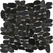 Black Sliced Polished Pebble Interlocking Mosaic | Diversity Kitchen Bath & Tile