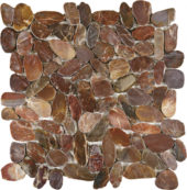 Brown Sliced Polished Pebble Interlocking Mosaic | Diversity Kitchen Bath & Tile