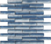 Glass Baguette Blue Mix Matte Interlocking Mosaic | Diversity Kitchen Bath & Tile
