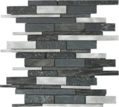 Grey/Black Stone Aluminum Mix Baguette Interlocking Mosaic | Diversity Kitchen Bath & Tile
