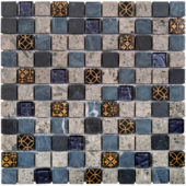 Grey/Blue Glass Mix Marble Mosaic 1 | Diversity Kitchen Bath & Tile