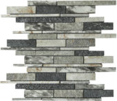 Grey/Green/Beige Mix Stone Baguette Interlocking Mosaic | Diversity Kitchen Bath & Tile