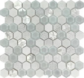 Hexagon Glass Marble & Mother Pearl White Mix Mosaic | Diversity Kitchen Bath & Tile