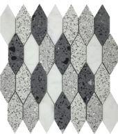 Long Hexagon Terrazzo Marble White Grey Black Mix Mosaic | Diversity Kitchen Bath & Tile