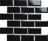Mini Subway Black Glazed Porcelain Interlocking Mosaic 2"X4" | Diversity Kitchen Bath & Tile