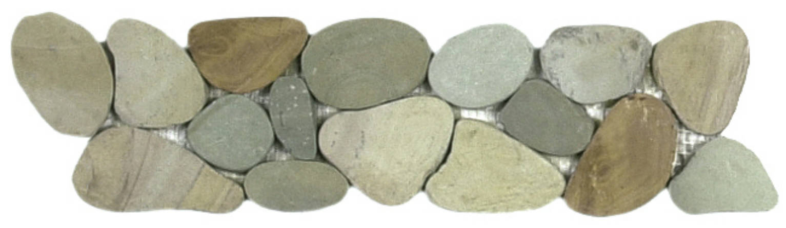 Mix Golden Sliced Matte Pebble Interlocking Border | Diversity Kitchen Bath & Tile