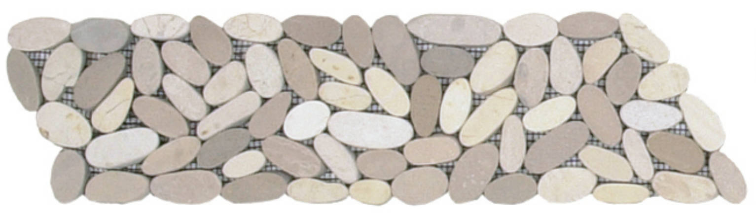 Mix White/Beige Sliced Matte Pebble Interlocking Border | Diversity Kitchen Bath & Tile