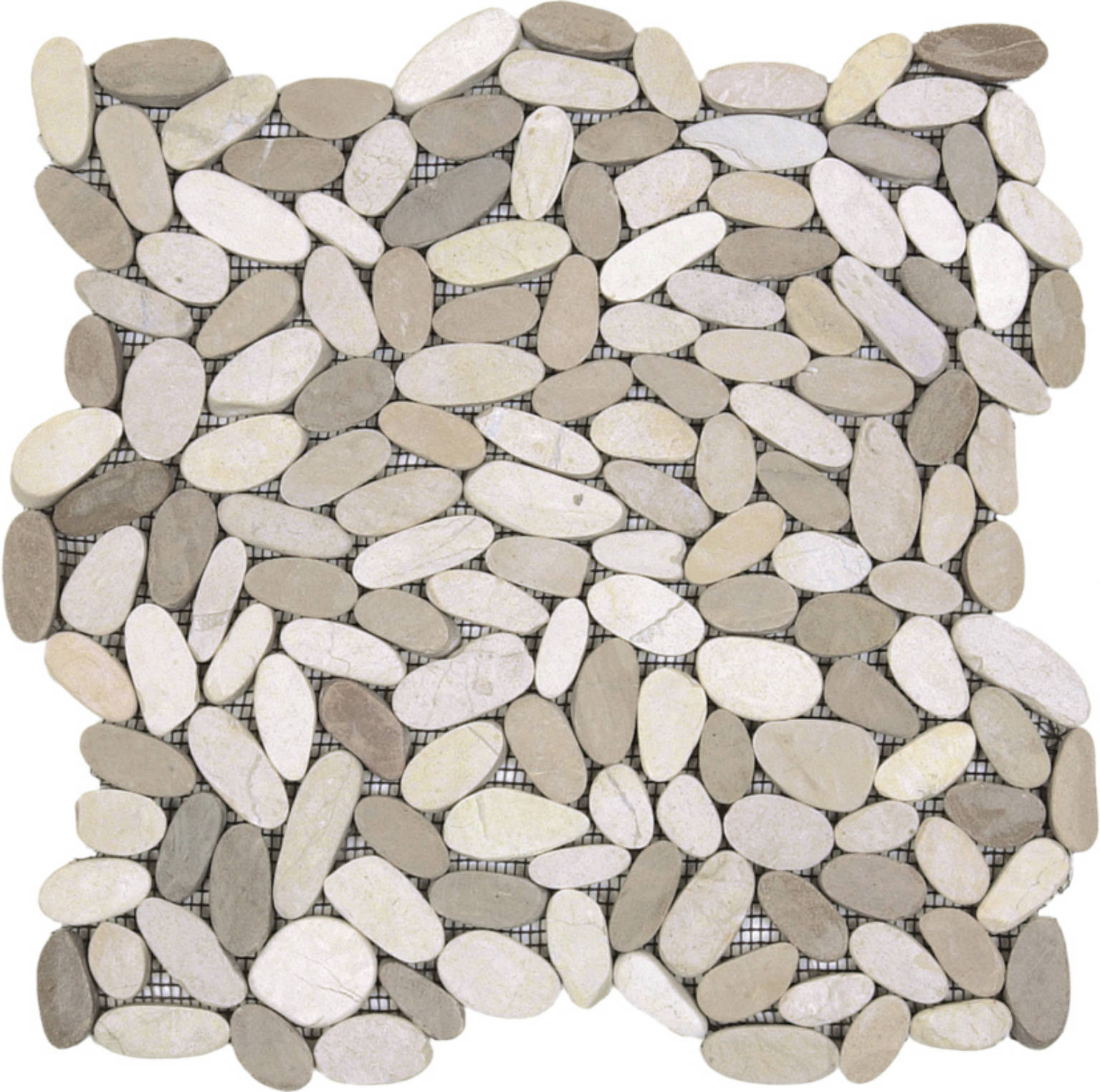 Mix White/Beige Sliced Matte Pebble Interlocking Mosaic | Diversity Kitchen Bath & Tile