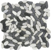 Mix White/Black Sliced Matte Pebble Interlocking Mosaic | Diversity Kitchen Bath & Tile