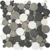 Mix White/Black/Grey Reconstituted Round Interlocking Mosaic | Diversity Kitchen Bath & Tile