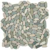 Mix White/Green Sliced Matte Pebble Interlocking Mosaic | Diversity Kitchen Bath & Tile