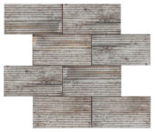 Riviera Tileworks Chelsea 2.8"x6" Silver Industrial Linear Relief Pattern Glazed Ceramic Moisaic | Diversity Kitchen Bath & Tile