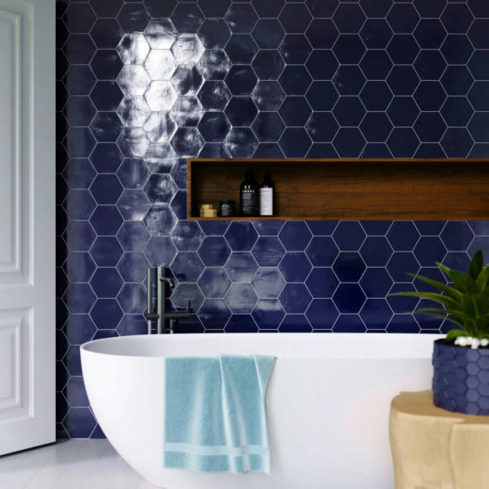 Ronda 5.5X6.3” Cobalt Hexagon | Diversity Kitchen Bath & Tile