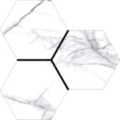 Treasure Ice White Marble 6" Carved Hexagon | Diversity Kitchen Bath & Tile