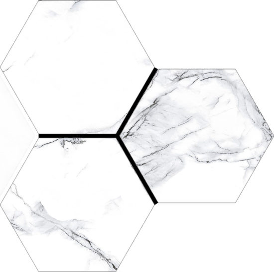 Treasure Ice White Marble 6" Carved Hexagon | Diversity Kitchen Bath & Tile