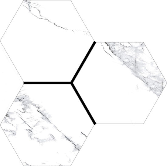 Treasure Ice White Marble 6" Carved Hexagon | Diversity Kitchen Bath & Tile
