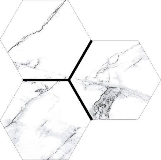 Treasure Ice White Marble 6" Carved Hexagon | Diversity Kitchen Bath & Tile