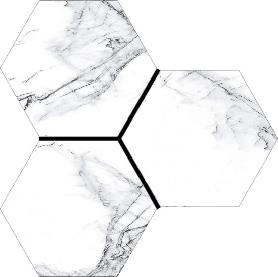 Treasure Ice White Marble 6" Carved Hexagon | Diversity Kitchen Bath & Tile