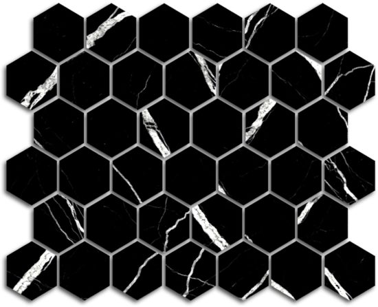 Treasure Midnight Nero 2x2 Polished Hexagon Mosaic