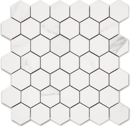 Treasure Statuario 2x2 Polished Hexagon Mosaic | Diversity Kitchen Bath & Tile