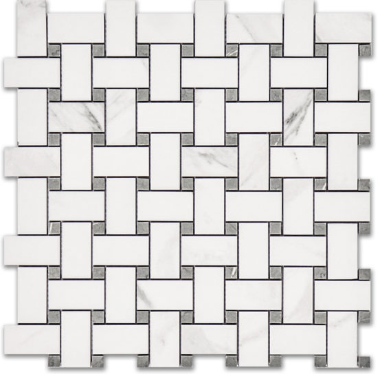 Treasure Statuario Polished Basketweave Mosaic | Diversity Kitchen Bath & Tile