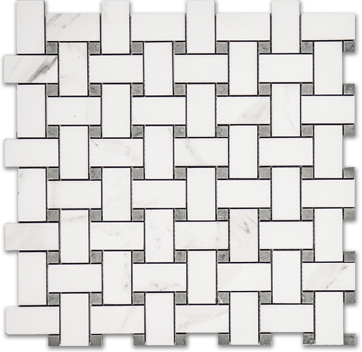 Treasure Statuario Polished Basketweave Mosaic | Diversity Kitchen Bath & Tile