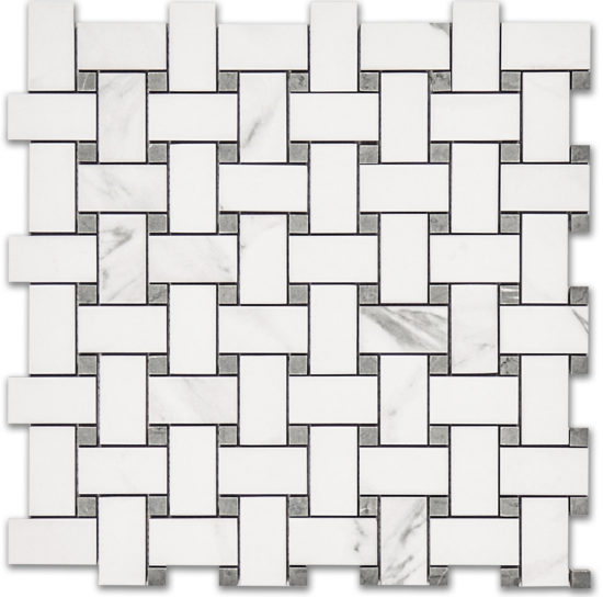 Treasure Statuario Polished Basketweave Mosaic | Diversity Kitchen Bath & Tile