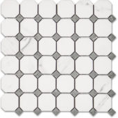 Treasure Statuario Polished Octagon/Dot Mosaic | Diversity Kitchen Bath & Tile