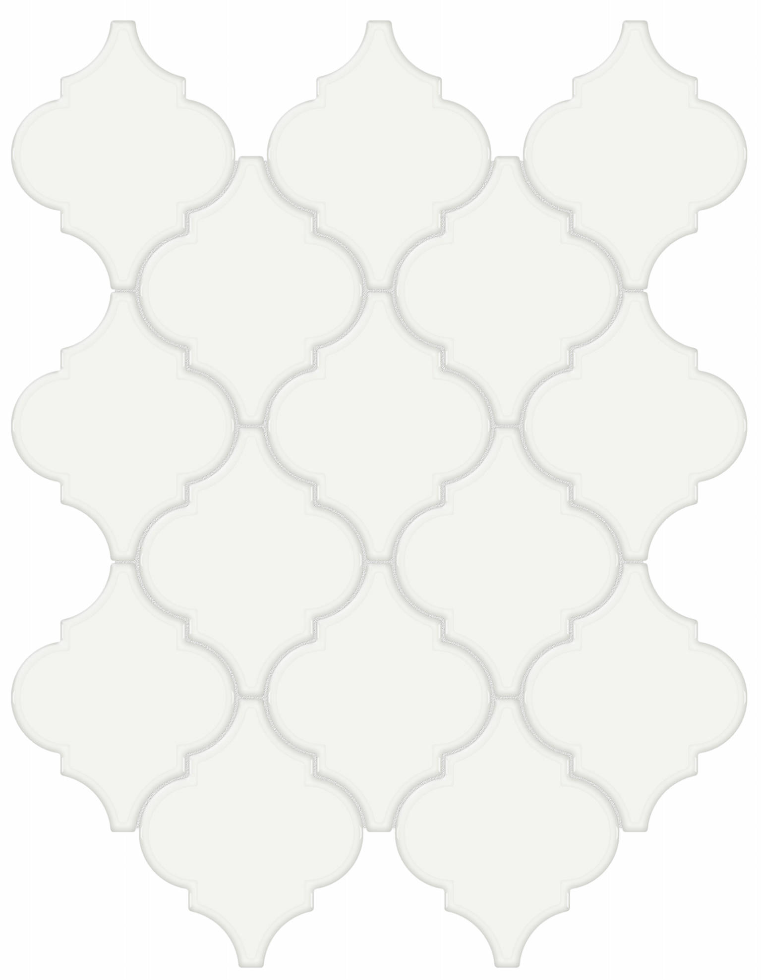 White Glossy Arabesque Mosaic