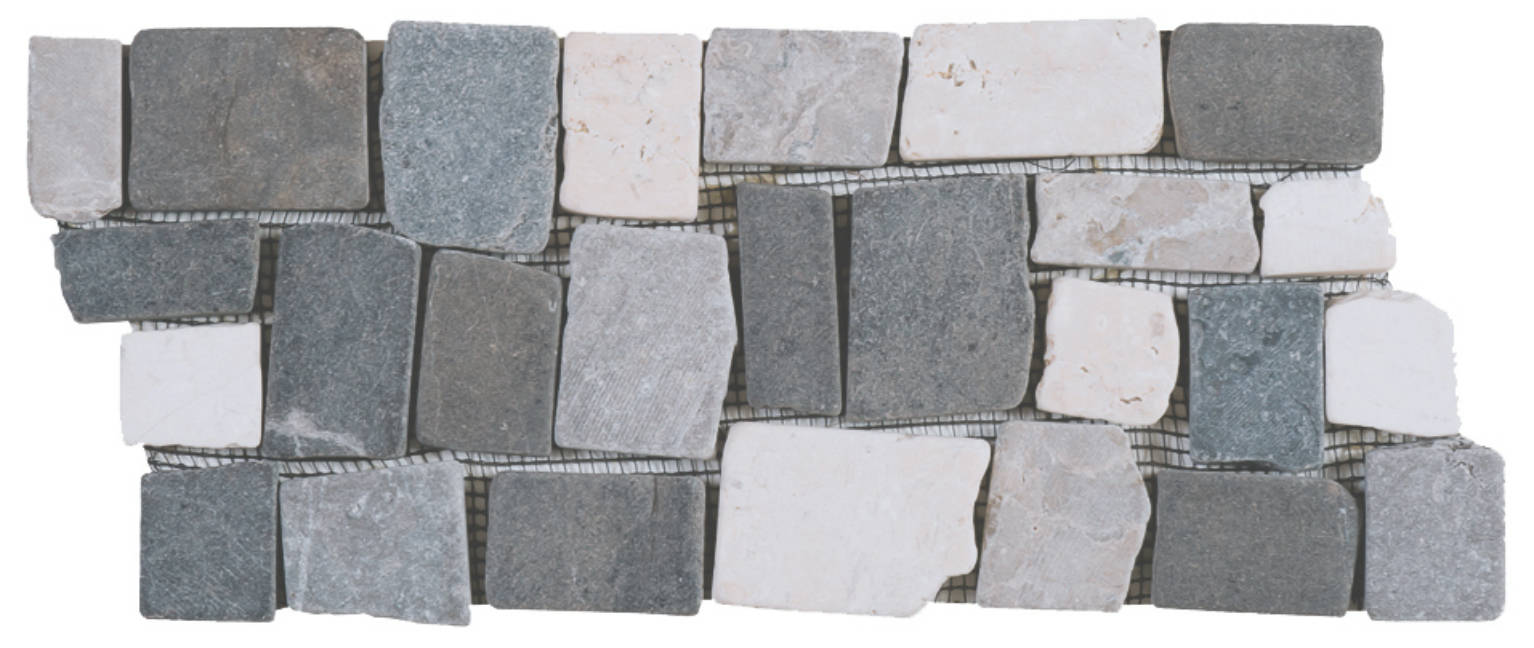 White Light & Dark Grey Cubic Marble Opus Interlocking Border | Diversity Kitchen Bath & Tile