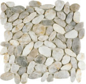 White Sliced Polished Pebble Interlocking Mosaic | Diversity Kitchen Bath & Tile
