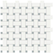 White w/Cloud Blue Matte Basketweave Mosaic | Diversity Kitchen Bath & Tile