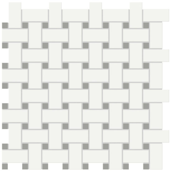 White w/Taupe Matte Basketweave Mosaic | Diversity Kitchen Bath & Tile