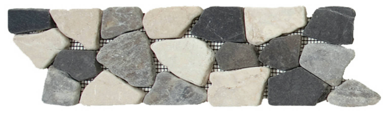 White/Grey/Black Opus Mosaic Interlocking Border | Diversity Kitchen Bath & Tile