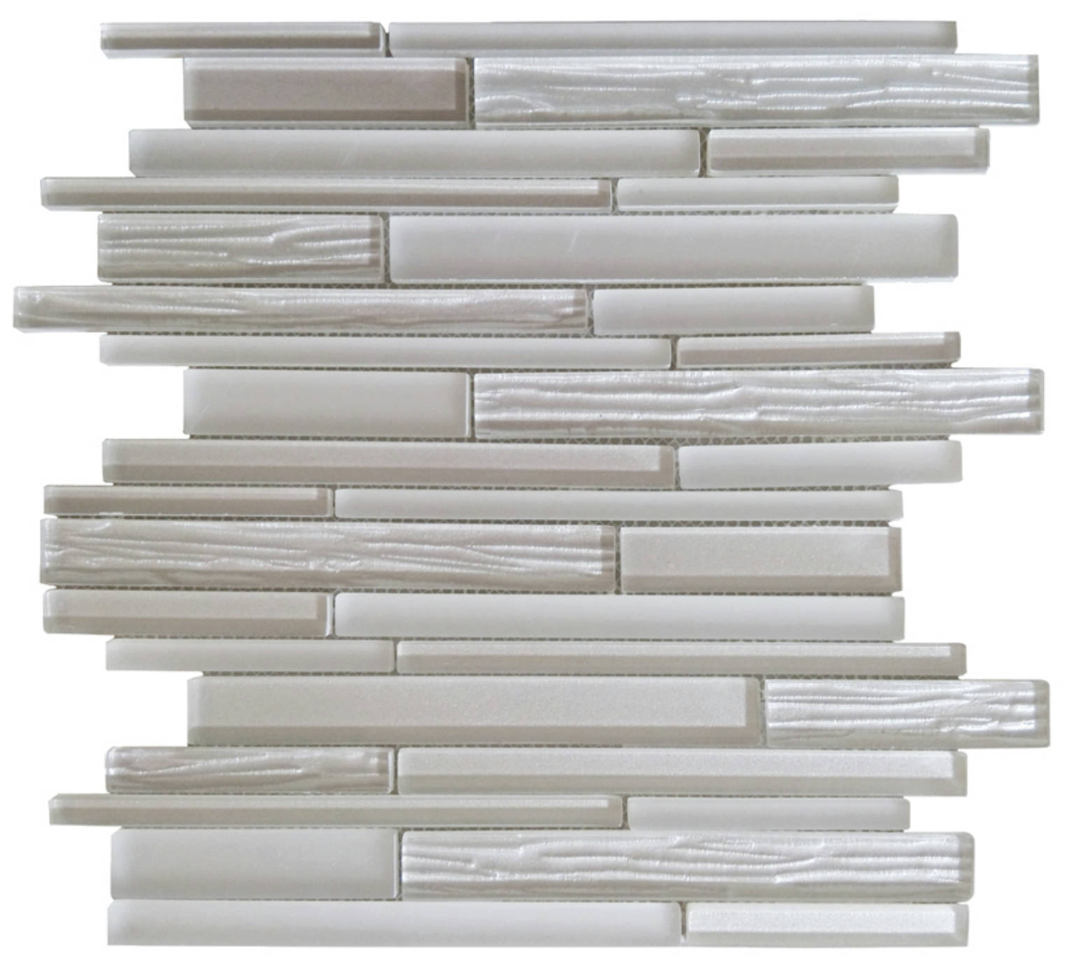 Wood Look Glass Baguette Light Grey Interlocking Mosaic | Diversity Kitchen Bath & Tile
