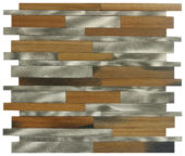 Wood / Silver Aluminum Baguette Interlocking Mosaic | Diversity Kitchen Bath & Tile