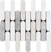 2"x6" Elongated Round White Grey Beige Marble Mix | Diversity Kitchen Bath & Tile