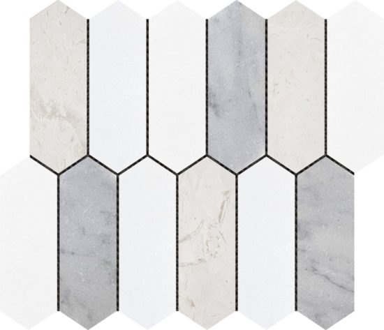 2"x6" Picket White Grey Beige Marble Mix