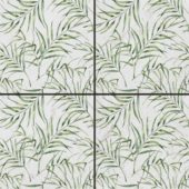 6"x6" Green Palm Leaf Printed Beige Marble | Diversity Kitchen Bath & Tile