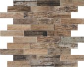 Beige Brown Mix Wood 1.1"x4" Glazed Ceramic Mosaic | Diversity Kitchen Bath & Tile