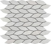 Elongated Hexagon White Grey "Leaves" Mosaic | Diversity Kitchen Bath & Tile